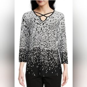 ALLISON DALEY TOP SZ L BLACK WHITE NWT